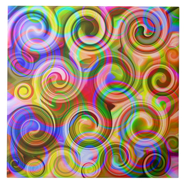 Scroll Pastel geometrical abstract  Tile (Front)