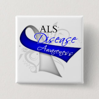 Scroll Ribbon - ALS Disease Awareness 15 Cm Square Badge