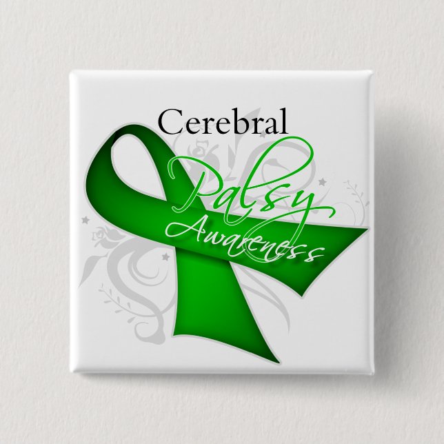 Scroll Ribbon - Cerebral Palsy Awareness 15 Cm Square Badge (Front)