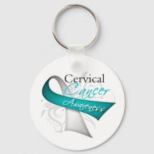Scroll Ribbon Cervical Cancer Awareness Key Ring