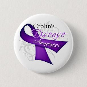 Scroll Ribbon - Crohn's Disease Awareness 6 Cm Round Badge