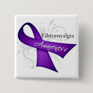 Scroll Ribbon - Fibromyalgia Awareness 15 Cm Square Badge