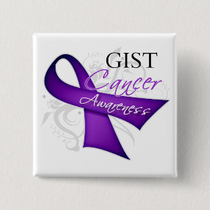Scroll Ribbon GIST Cancer Awareness 15 Cm Square Badge
