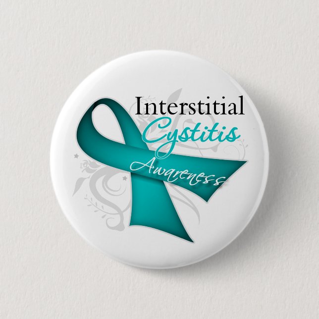 Scroll Ribbon Interstitial Cystitis Awareness 6 Cm Round Badge (Front)