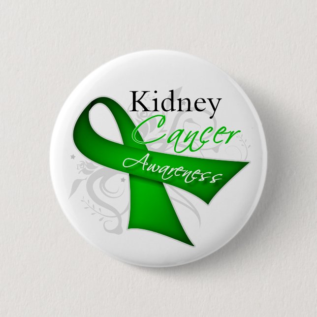 Scroll Ribbon Kidney Cancer Awareness 6 Cm Round Badge (Front)