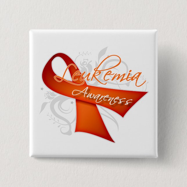 Scroll Ribbon Leukaemia Awareness 15 Cm Square Badge (Front)