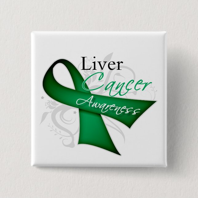 Scroll Ribbon Liver Cancer Awareness 15 Cm Square Badge (Front)