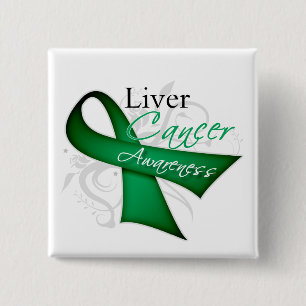 Scroll Ribbon Liver Cancer Awareness 15 Cm Square Badge