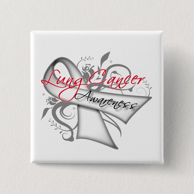 Scroll Ribbon Lung Cancer Awareness 15 Cm Square Badge (Front)