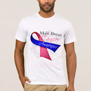 Scroll Ribbon Male Breast Cancer Awareness T-Shirt