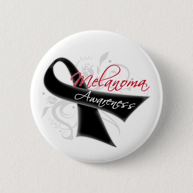 Scroll Ribbon Melanoma Awareness 6 Cm Round Badge (Front)