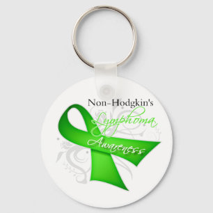 Scroll Ribbon Non-Hodgkin's Lymphoma Awareness Key Ring