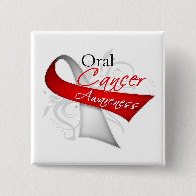 Scroll Ribbon Oral Cancer Awareness 15 Cm Square Badge (Front)
