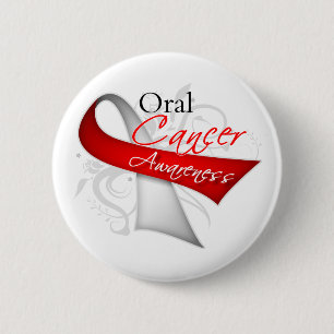 Scroll Ribbon Oral Cancer Awareness 6 Cm Round Badge