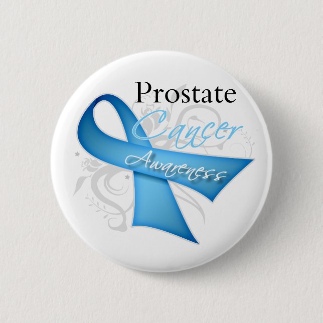 Scroll Ribbon Prostate Cancer Awareness 6 Cm Round Badge (Front)