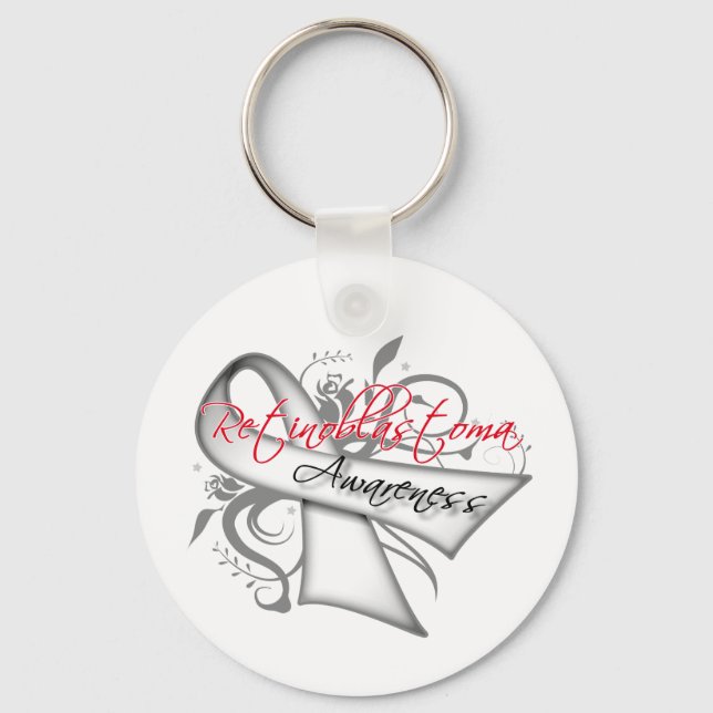 Scroll Ribbon Retinoblastoma Awareness Key Ring (Front)