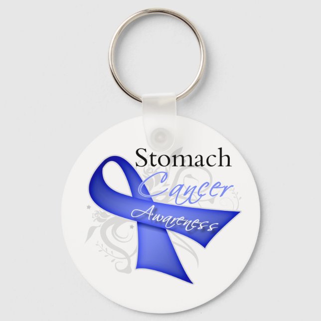 Scroll Ribbon Stomach Cancer Awareness Key Ring (Front)