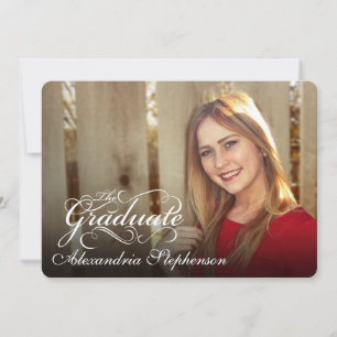 Scroll Script Graduation Photo Overlay Invitation