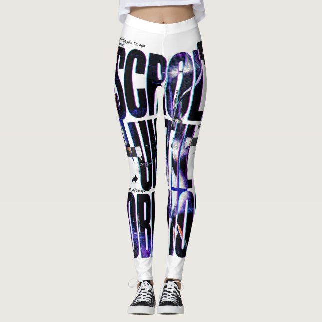 SCROLL UNTIL OBLIVION | Social Media Brutalist Typ Leggings (Front)