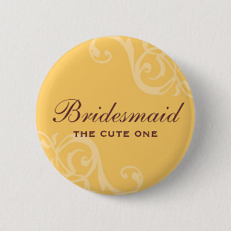 Scroll yellow wedding name tag badge pin button