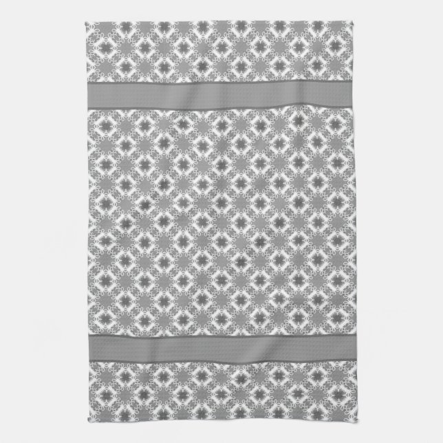 Scrolled Diamond Tiles Tea Towel (Vertical)