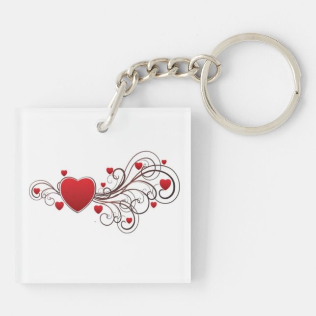 Scrolled Heart on White Key Ring (Back)