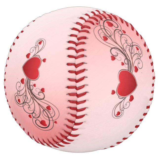 Scrolled Hearts Softball (Angled)