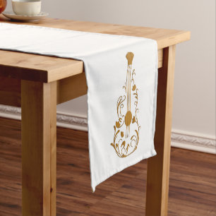 Scrolled Wood Guitar Medium Table Runner