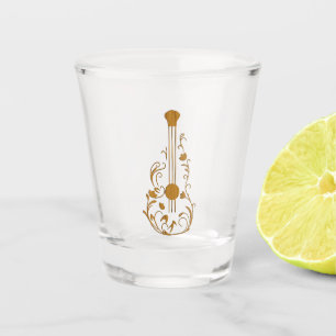 Scrolled Wood Guitar Shot Glass