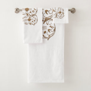 Scrolled Wood Guitars Bath Towel Set