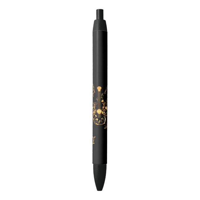 Scrolled Wood Guitars Black Ink Pen (Front Vertical)