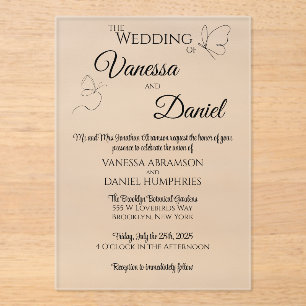 Scrolling Butterfly Acrylic Wedding Invitation