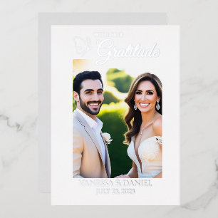 Scrolling Butterfly Foil Photo Thank You Card