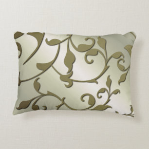Scrolling Olive Leaves Decorative Cushion