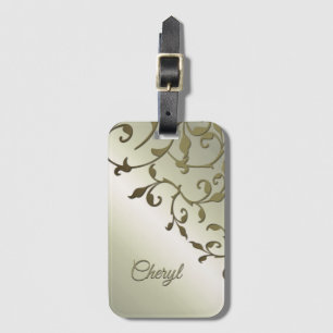 Scrolling Olive Leaves Personal Luggage Tag