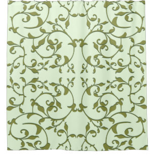 Scrolling Olive Leaves Shower Curtain