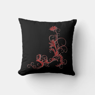Scrolling Red Flower Pillows