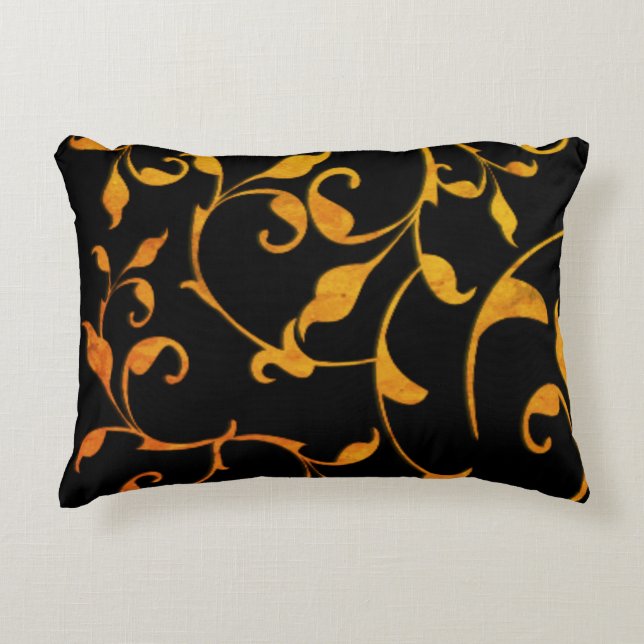 Scrolling Rust and Black Decorative Cushion (Front)
