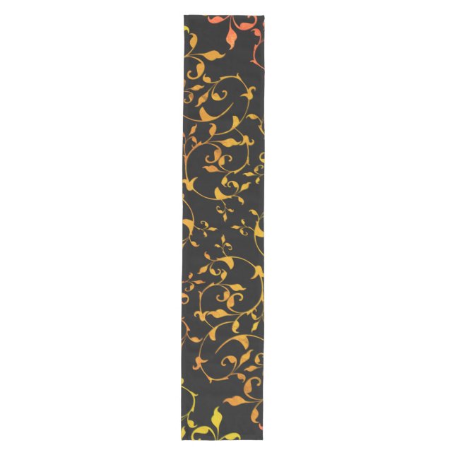 Scrolling Rust and BLack Medium Table Runner (Front)