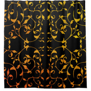 Scrolling Rust and BLack Shower Curtain