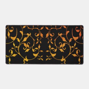 Scrolling Rust and Black Silky Desk Mat