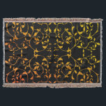 Scrolling Rust and BLack Throw Blanket<br><div class="desc">Unique look of rust colour vines popping from a black background</div>