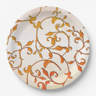 Scrolling Rust Paper Plate
