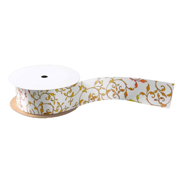 Scrolling Rust Satin Ribbon (Spool)