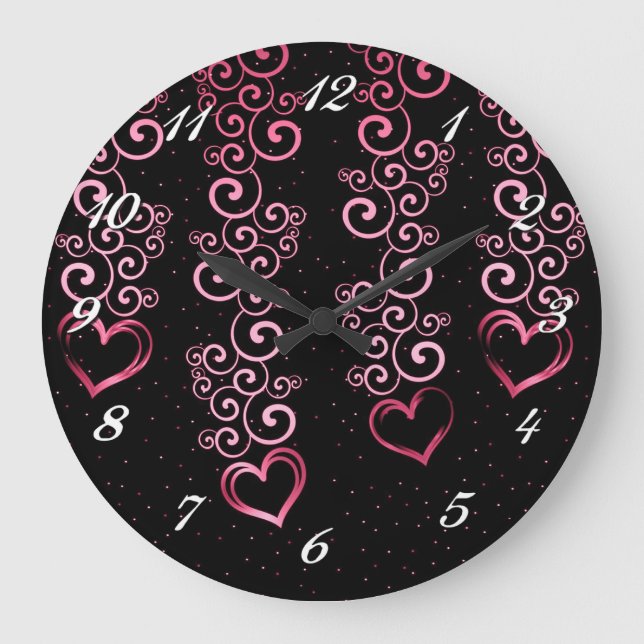 Scrolling Vine Hearts Wall Clock (Front)