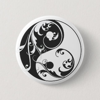 Scrolling Yin & Yang (black) 6 Cm Round Badge