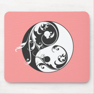 Scrolling Yin & Yang (black) Mouse Mat