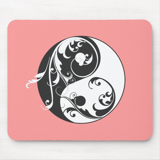 Scrolling Yin & Yang (black) Mouse Mat (Front)
