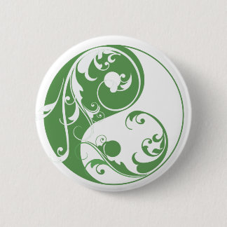 Scrolling Yin & Yang (green) 6 Cm Round Badge
