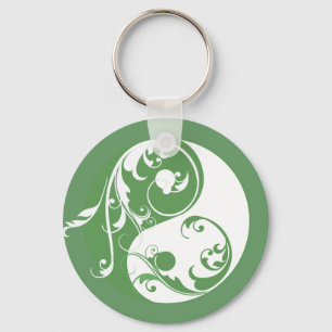 Scrolling Yin & Yang (green) Key Ring